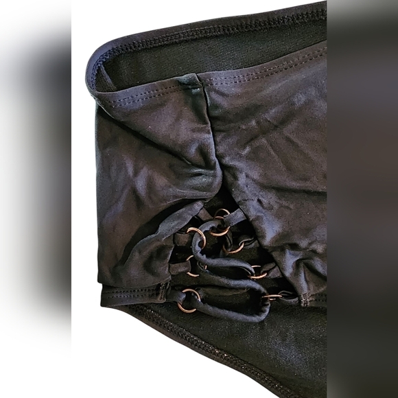 Time and Tru Black High Waist Cinch Sides Full Swim Bikini Bottom Women's M NWOT - Picture 3 of 7